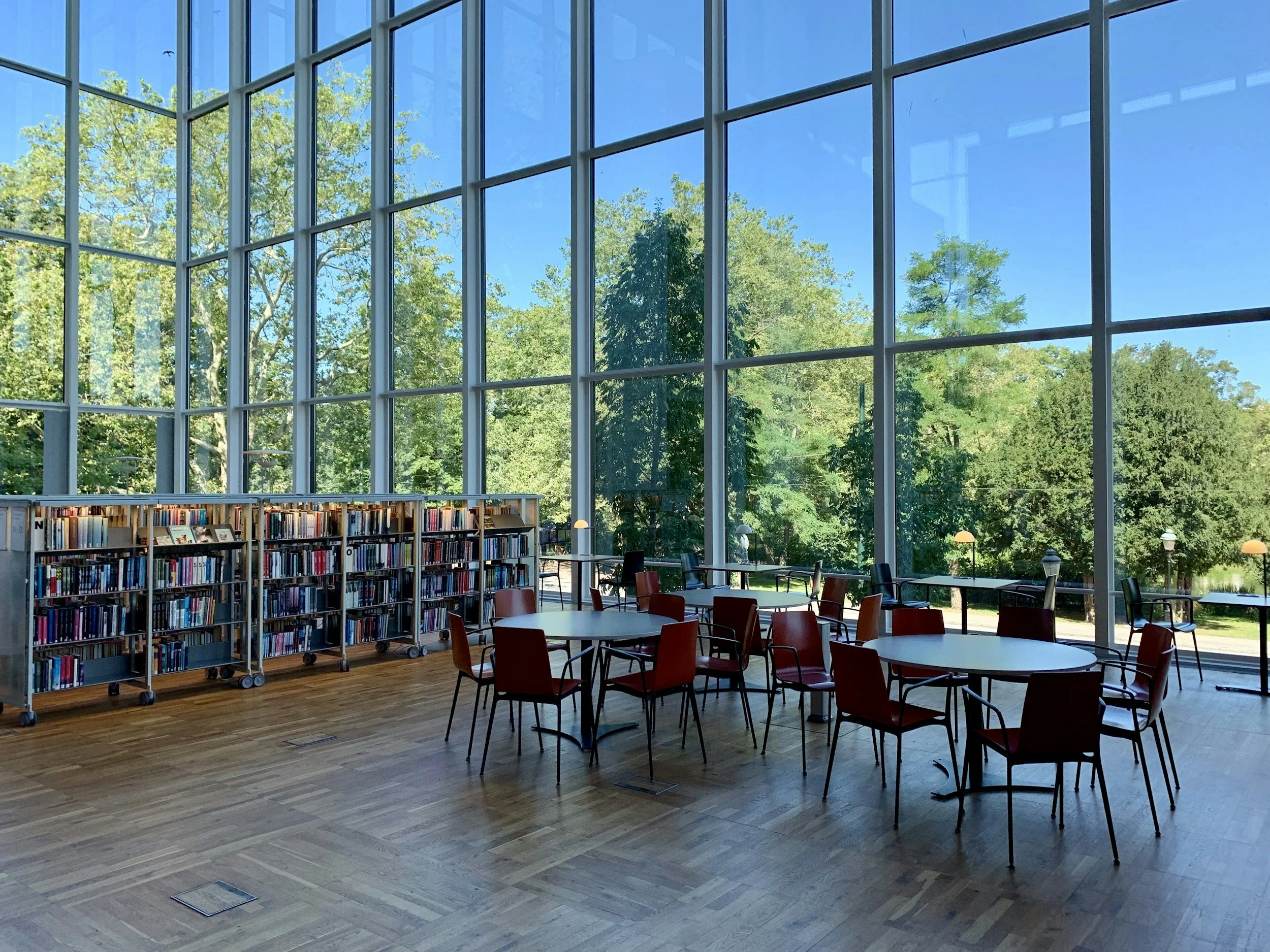 The bright, glass-walled library where tutoring sessions are held